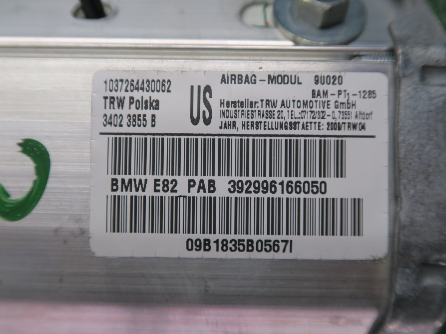 2007-2013 BMW 1-Series 128i 135i E82 E88 Dash Board Passenger SRS Air Bag OEM