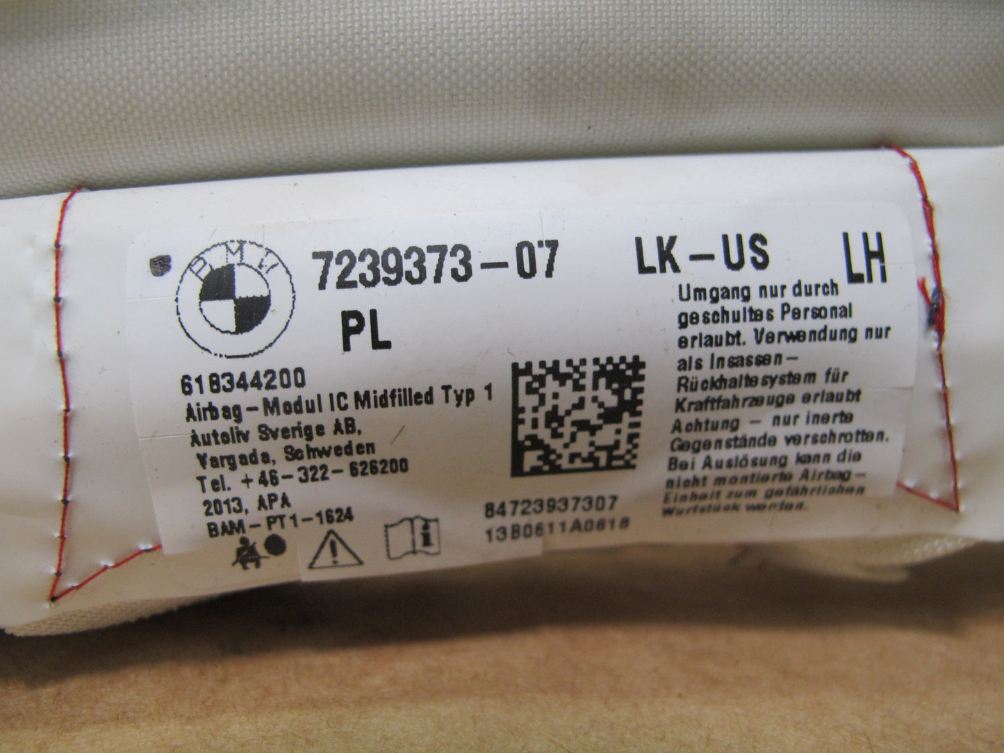 12-18 BMW F30 3-SERIES LEFT DRIVER SIDE ROOF SRS AIRBAG OEM