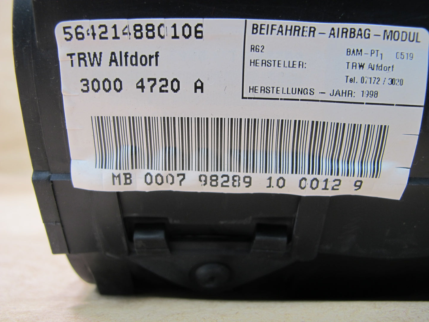 99-02 MERCEDES R129 SL500 FRONT RIGHT PASSENGER SIDE DASH SRS AIRBAG OEM