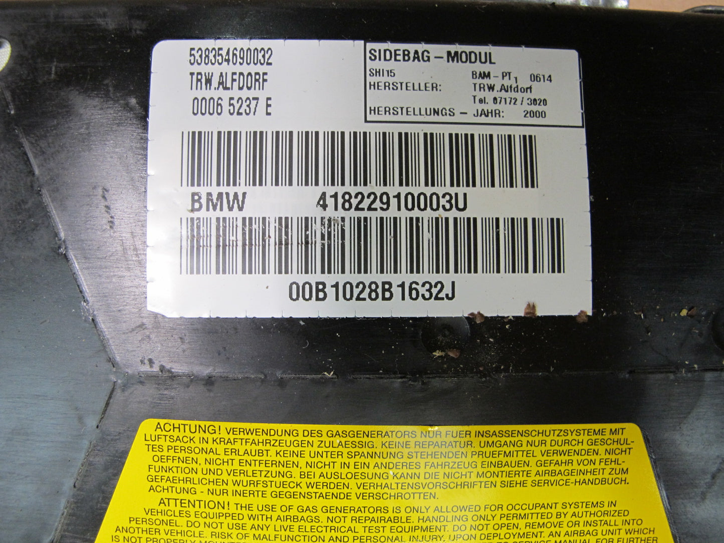 97-03 BMW E39 5-SERIES REAR RIGHT & LEFT SIDE DOOR SRS AIRBAG OEM
