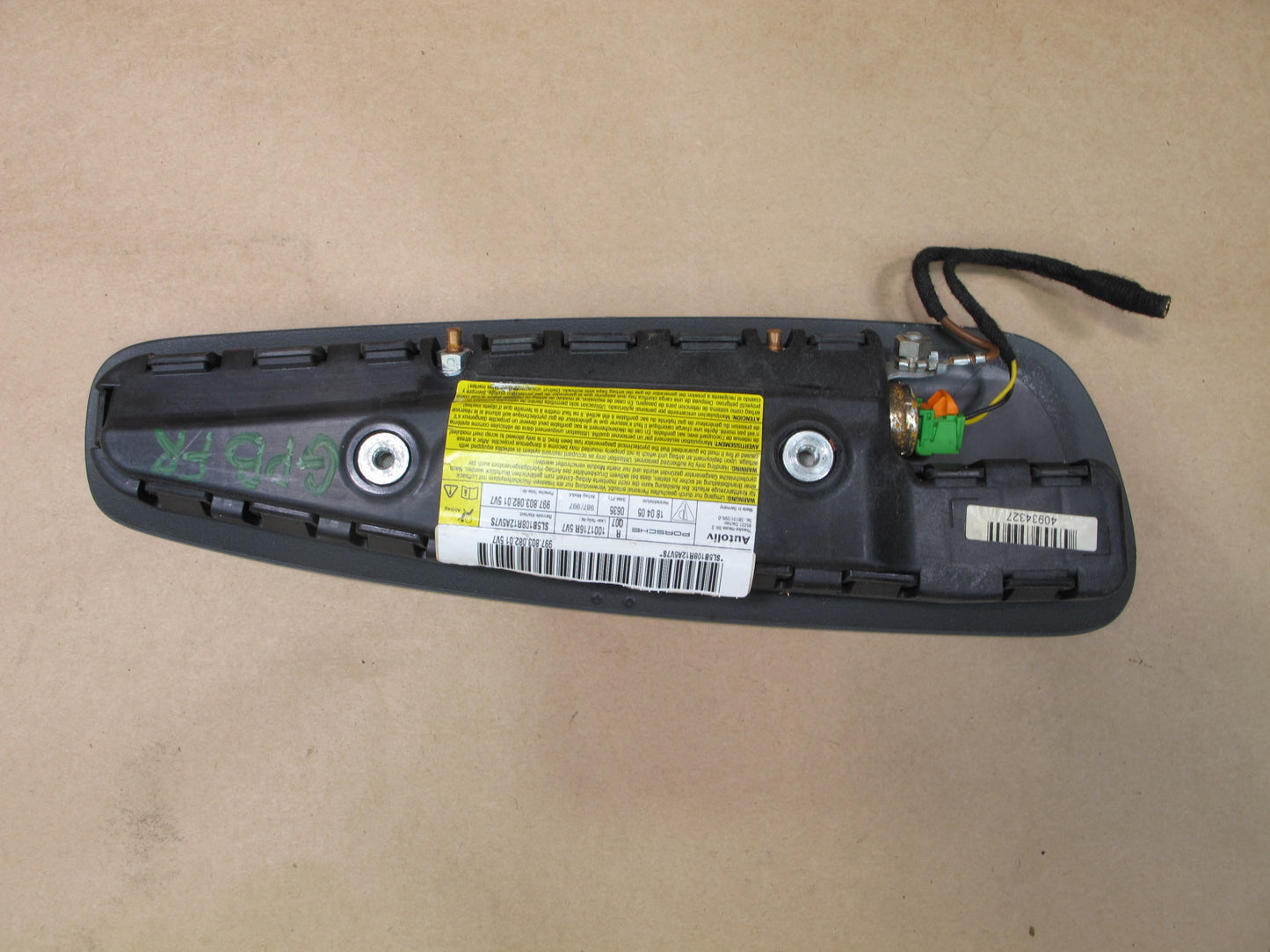 05-08 PORSCHE BOXSTER 987 CAYMAN FRONT RIGHT PASSENGER SIDE SEAT SRS AIRBAG OEM