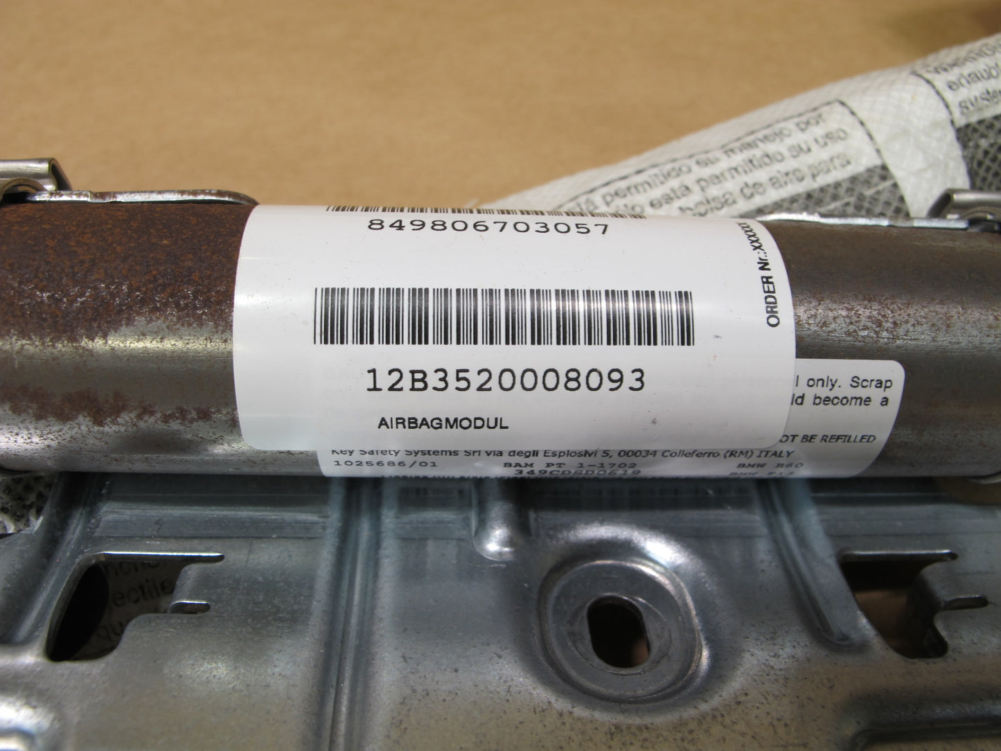 11-16 MINI R60 LEFT DRIVER SIDE ROOF SRS AIRBAG OEM