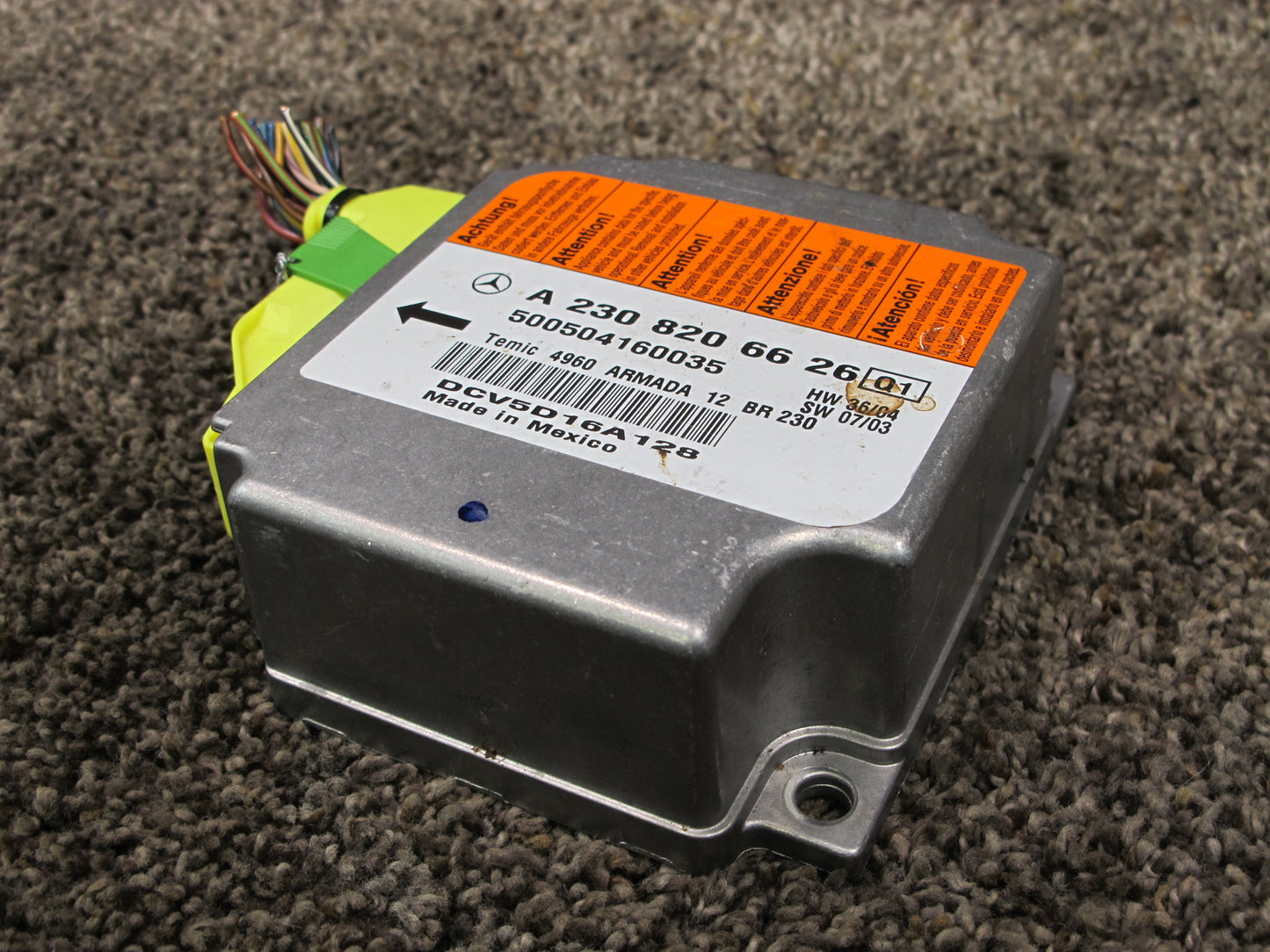 03-08 MERCEDES R230 SL500 SRS AIRBAG CONTROL MODULE UNIT 2308206626 OEM