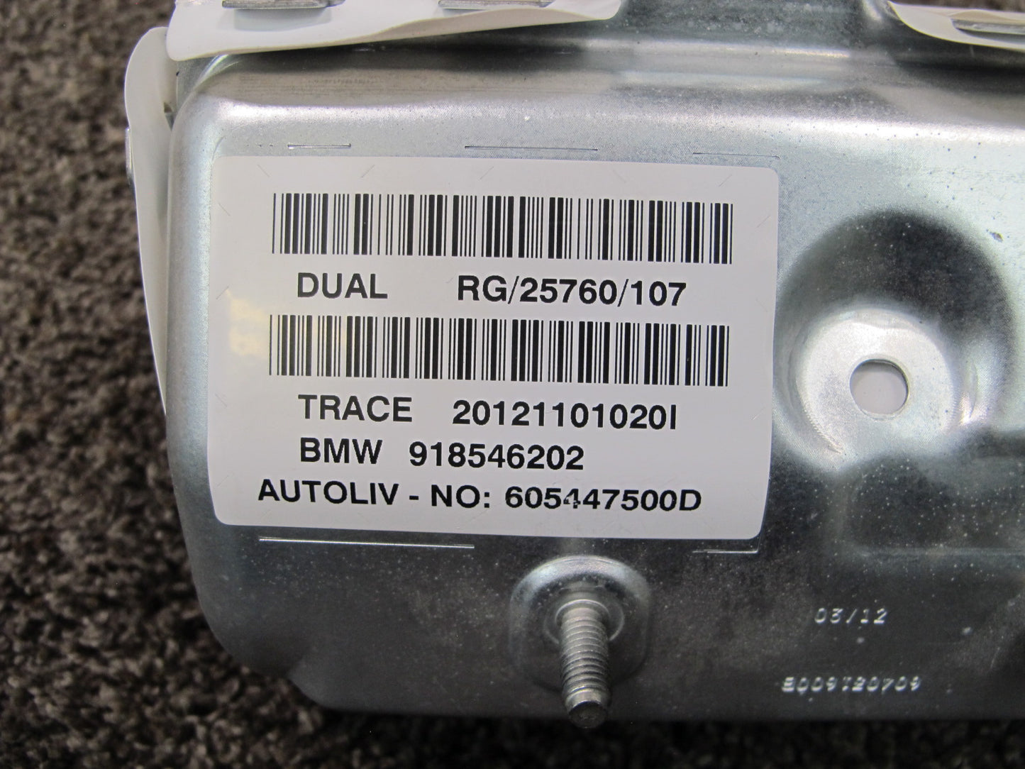 07-15 MINI COOPER S R55 R56 R57 FRONT RIGHT PASSENGER SIDE DASH SRS AIRBAG OEM