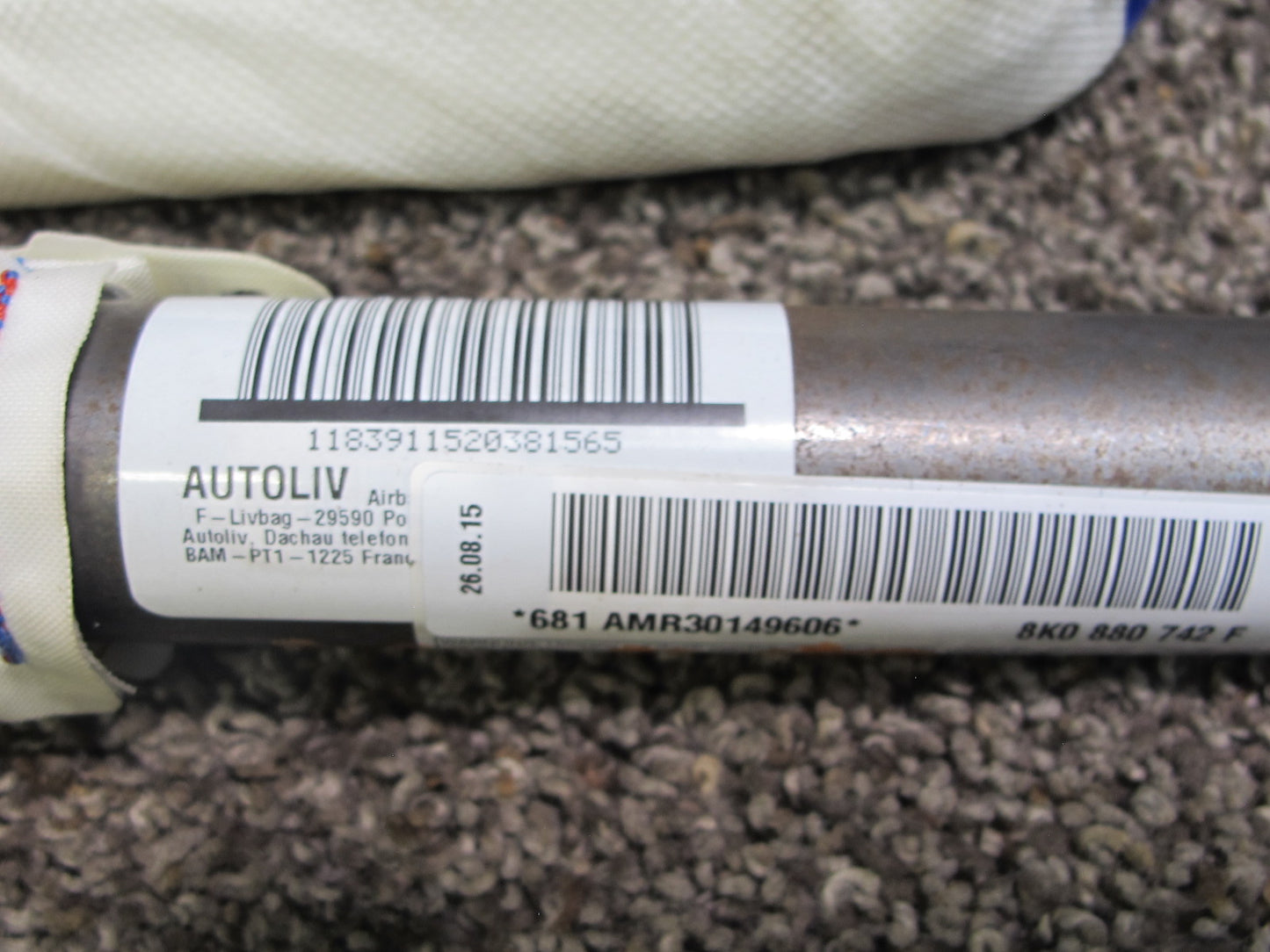 09-16 AUDI A4 S4 RIGHT PASSENGER SIDE ROOF SRS AIRBAG 8K0880742F OEM