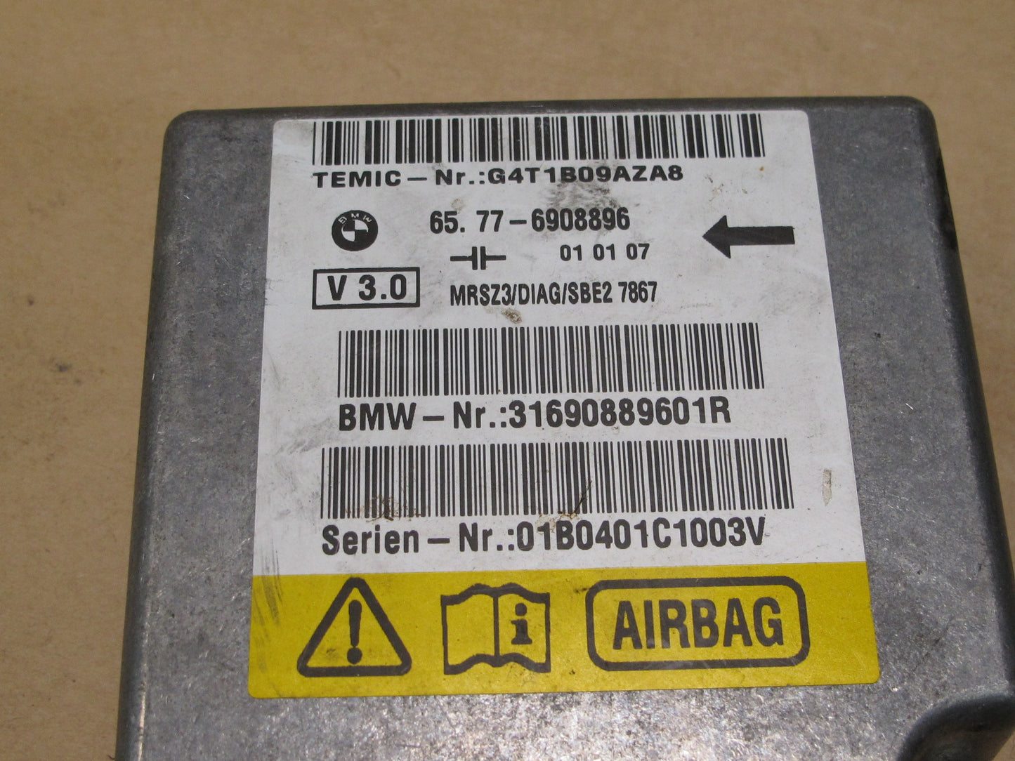 00-02 BMW E36 Z3 SRS AIRBAG CONTROL MODULE UNIT 6908896 OEM