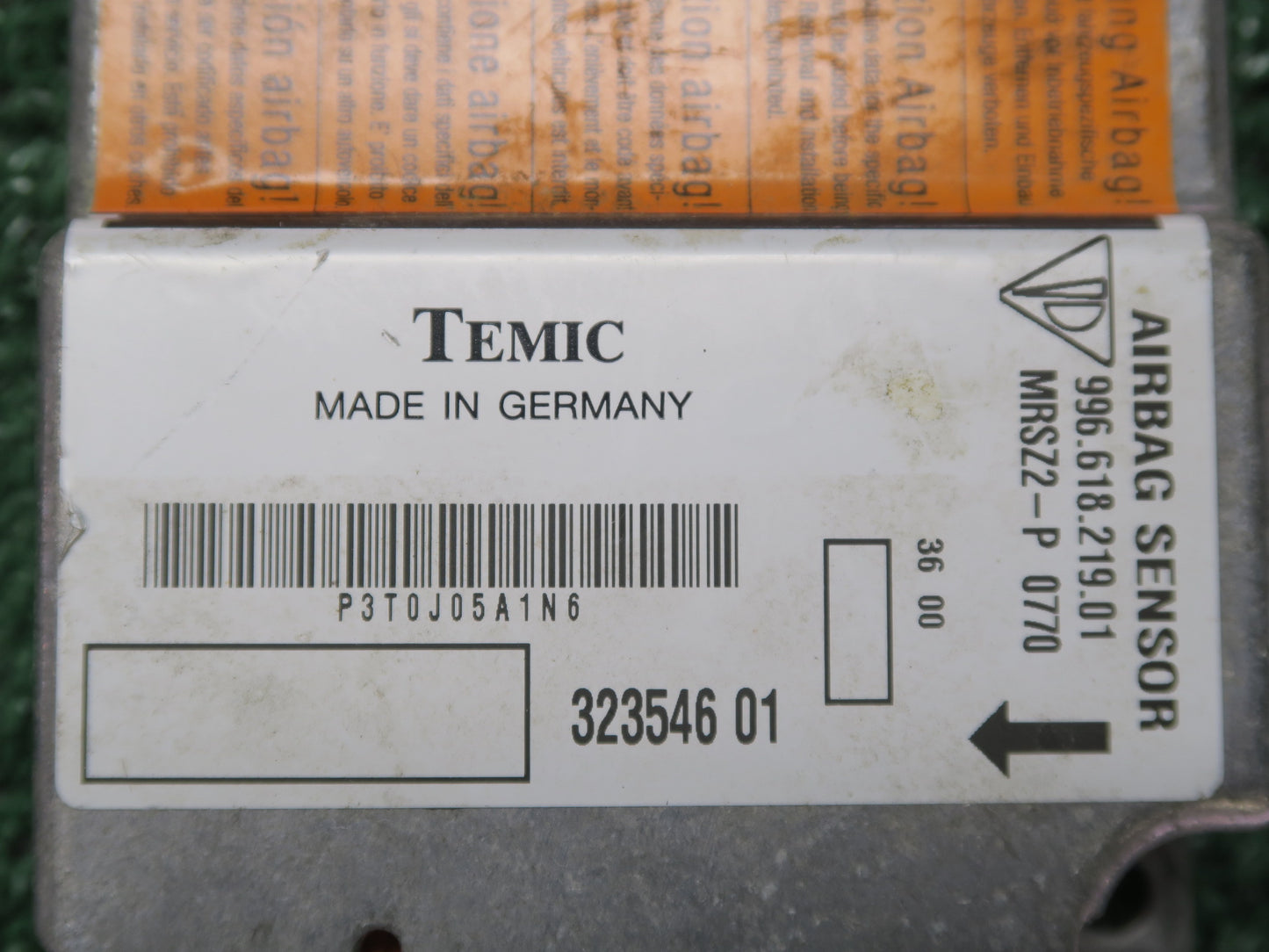 98-04 PORSCHE BOXSTER 986 SRS AIRBAG CONTROL MODULE UNIT 99661821901 OEM