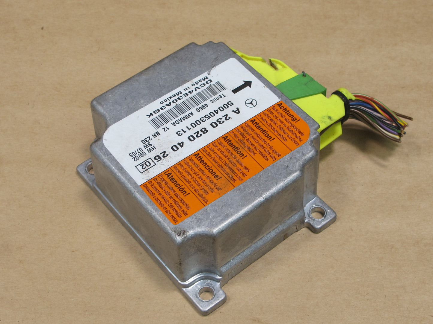 03-08 MERCEDES R230 SL500 SRS AIRBAG CONTROL MODULE UNIT A2308204026 OEM