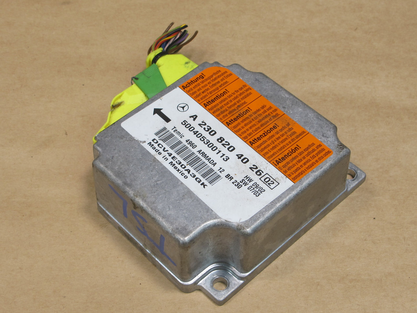 03-08 MERCEDES R230 SL500 SRS AIRBAG CONTROL MODULE UNIT A2308204026 OEM