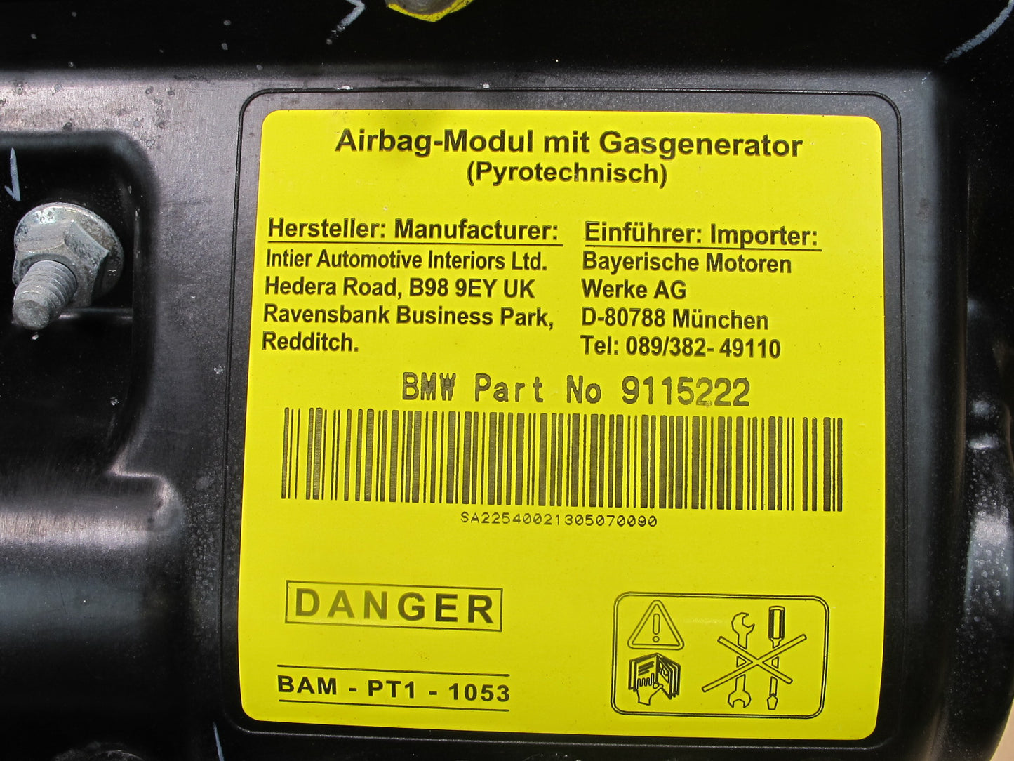 05-08 MINI COOPER R50 R52 FRONT RIGHT PASSENGER SIDE DASH SRS AIRBAG OEM