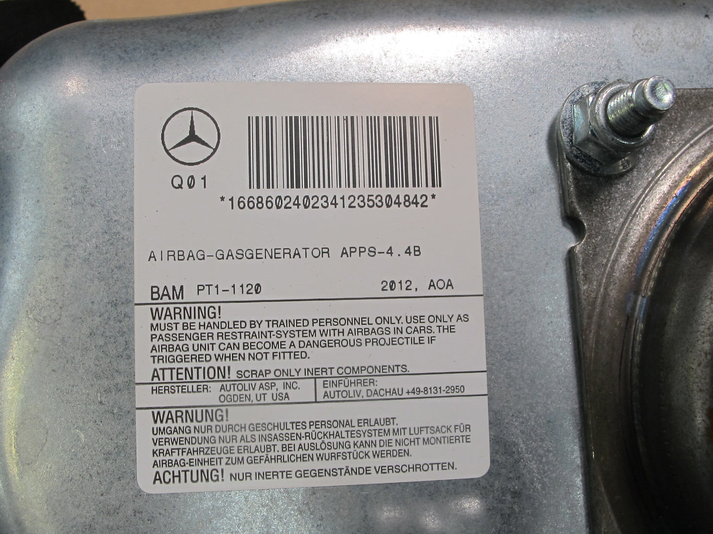 13-15 MERCEDES ML GL W166 FRONT RIGHT PASSENGER SIDE DASH SRS AIRBAG OEM