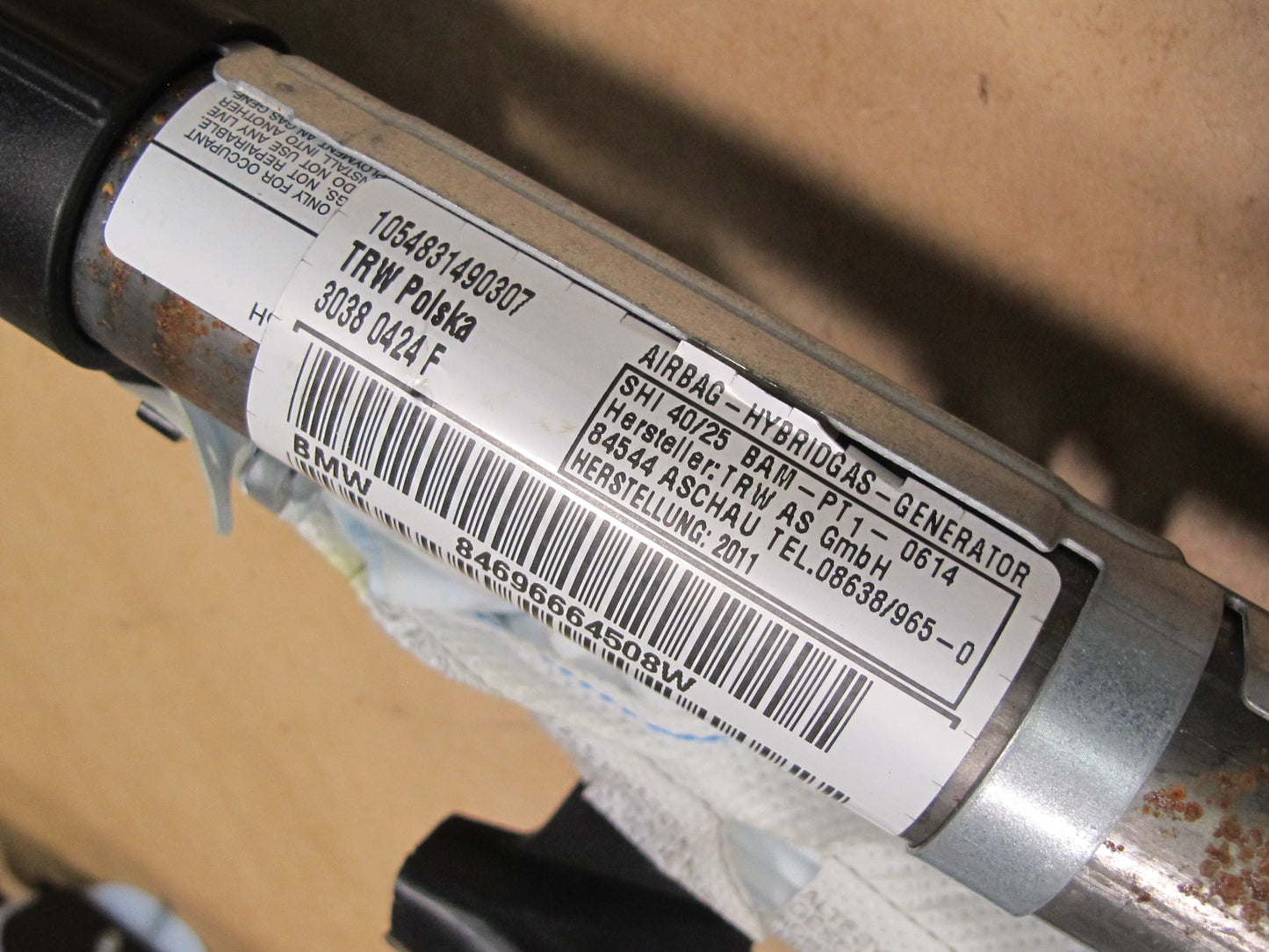 07-11 BMW E90 3-SERIES LEFT DRIVER SIDE ROOF SRS AIRBAG OEM