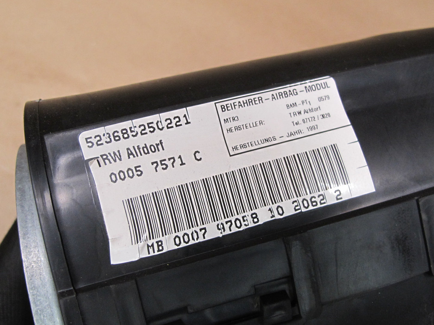 96-98 MERCEDES R129 SL500 FRONT RIGHT PASSENGER SIDE DASH SRS AIRBAG 1298601305 OEM