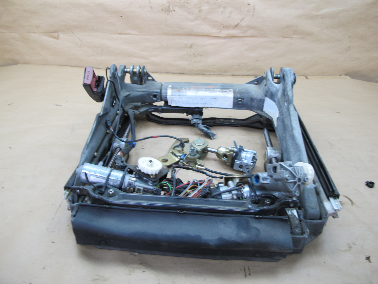 94-02 MERCEDES R129 SL FRONT LEFT SEAT LOWER FRAME TRACK RAIL W MOTORS OEM