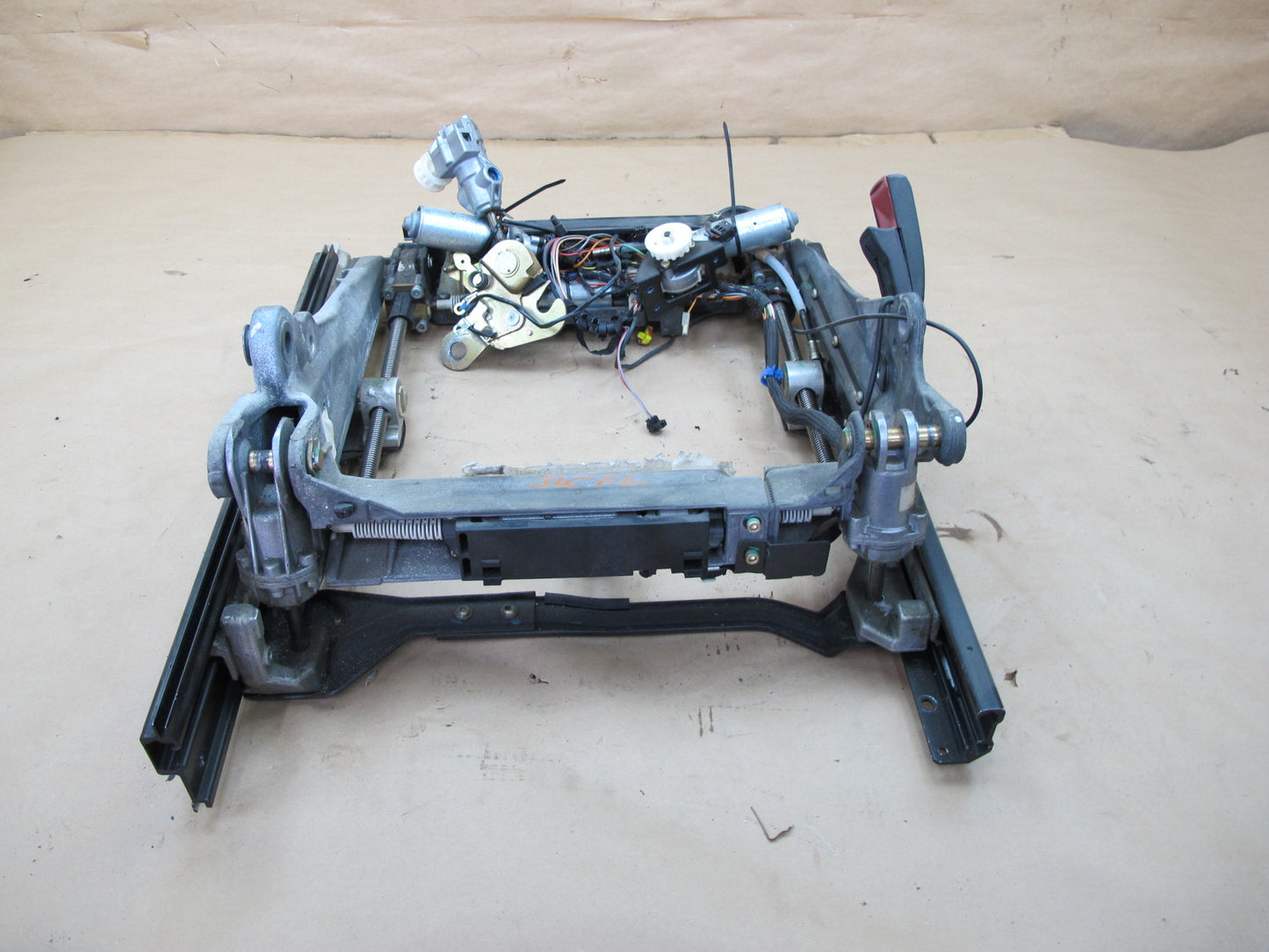 94-02 MERCEDES R129 SL FRONT LEFT SEAT LOWER FRAME TRACK RAIL W MOTORS OEM