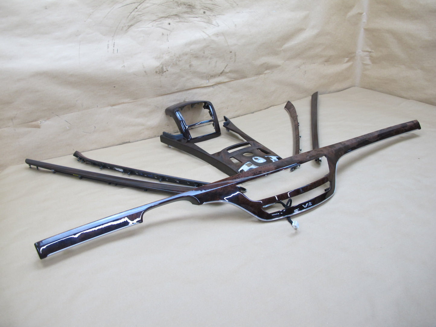 10-13 Mercedes W221 S600 Dash Door Console Wood Trim Bezel Cover Panel Set OEM