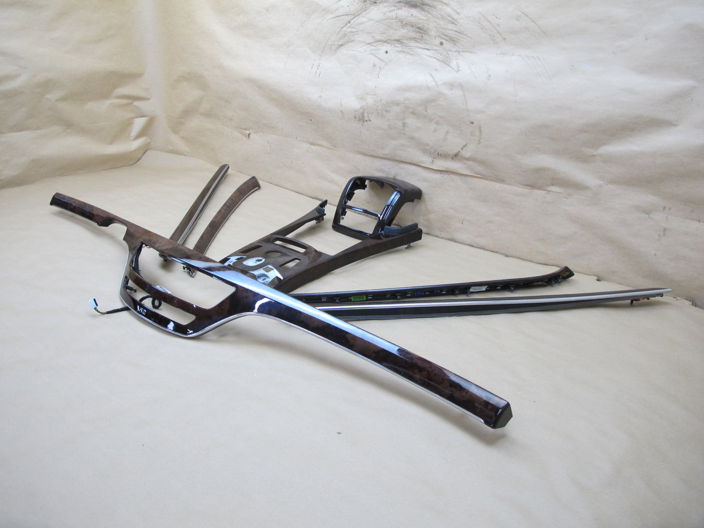10-13 Mercedes W221 S600 Dash Door Console Wood Trim Bezel Cover Panel Set OEM