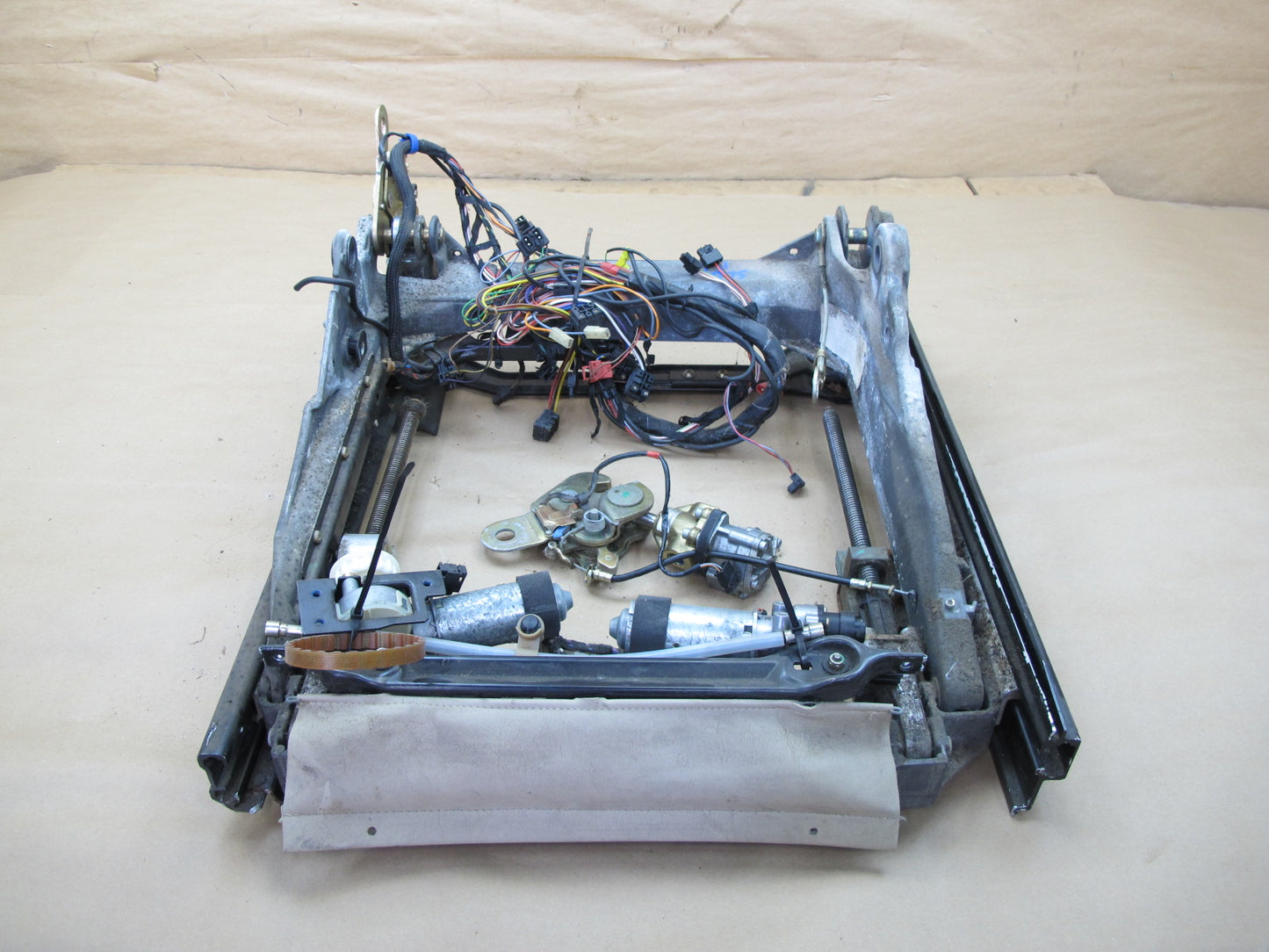 94-02 Mercedes R129 SL Front Left Seat Lower Frame Track Rail w Motors OEM