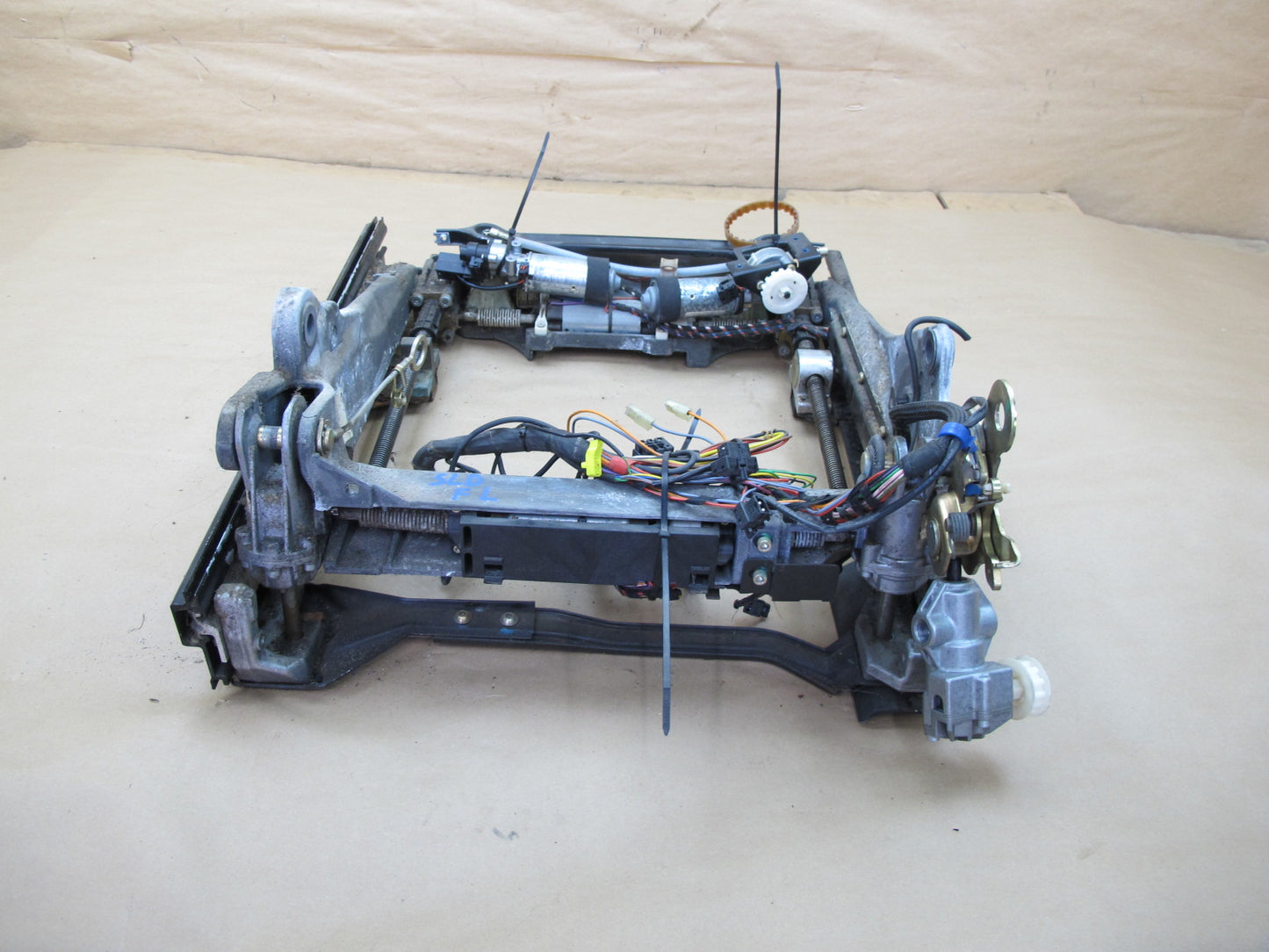 94-02 Mercedes R129 SL Front Left Seat Lower Frame Track Rail w Motors OEM