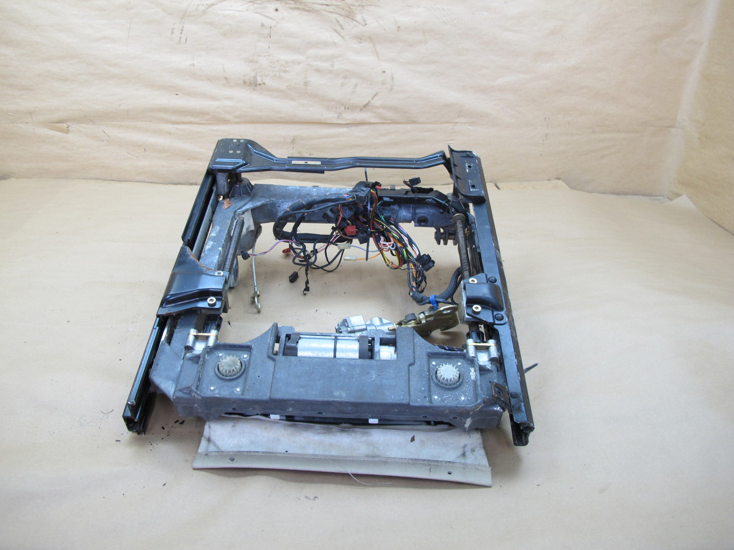 94-02 Mercedes R129 SL Front Left Seat Lower Frame Track Rail w Motors OEM