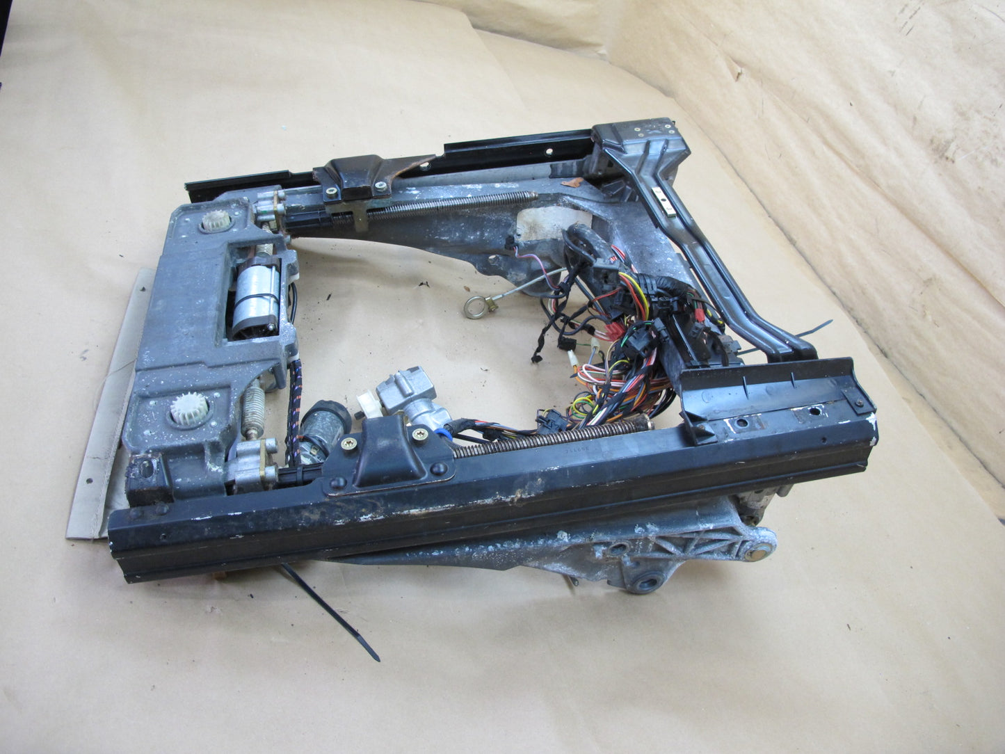 94-02 Mercedes R129 SL Front Left Seat Lower Frame Track Rail w Motors OEM