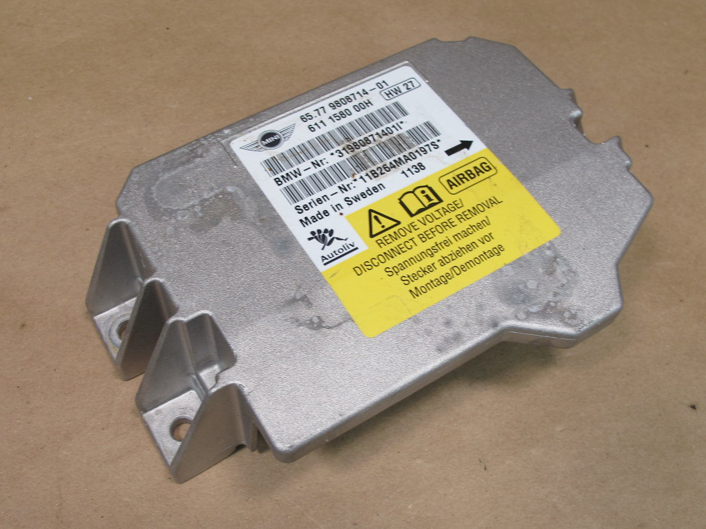 07-13 MINI COOPER R55 R56 SRS AIRBAG CONTROL MODULE UNIT 9808714 OEM