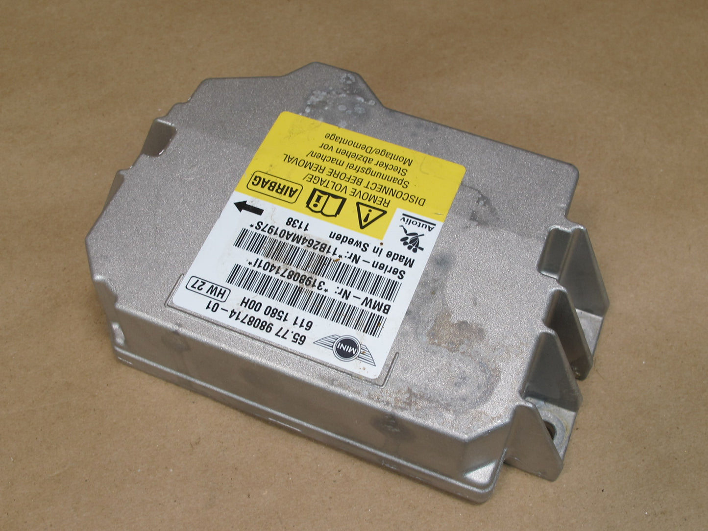 07-13 MINI COOPER R55 R56 SRS AIRBAG CONTROL MODULE UNIT 9808714 OEM
