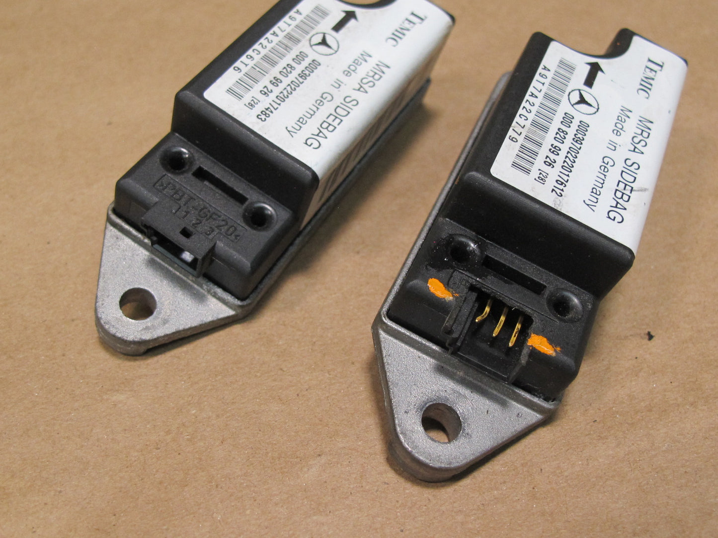 96-02 MERCEDES R129 SL-CLASS SAFETY CRASH IMPACT SRS AIRBAG SENSOR 2PCS OEM