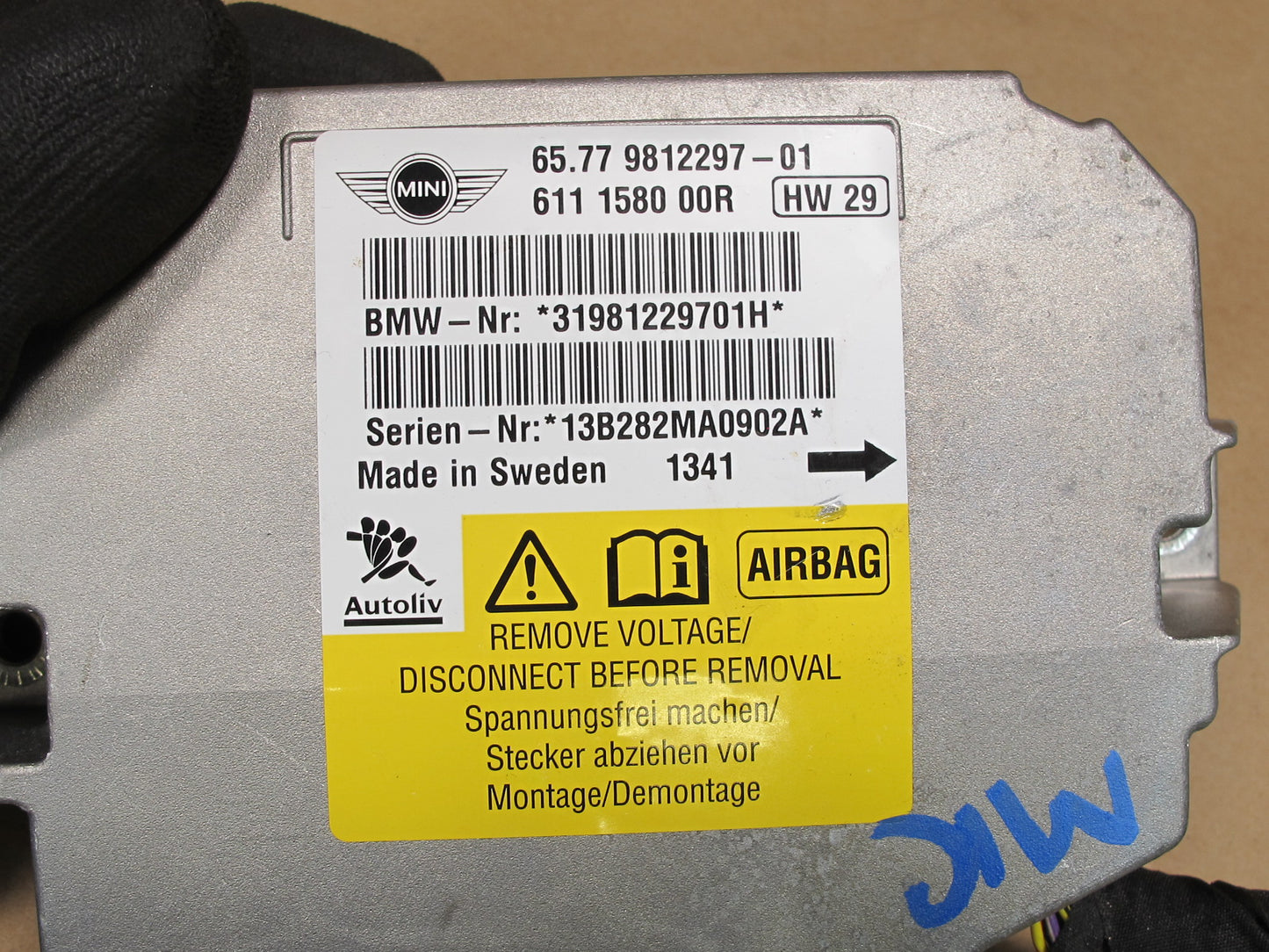 07-16 MINI COOPER R55 R56 R60 SRS AIRBAG CONTROL MODULE UNIT 9812297 OEM
