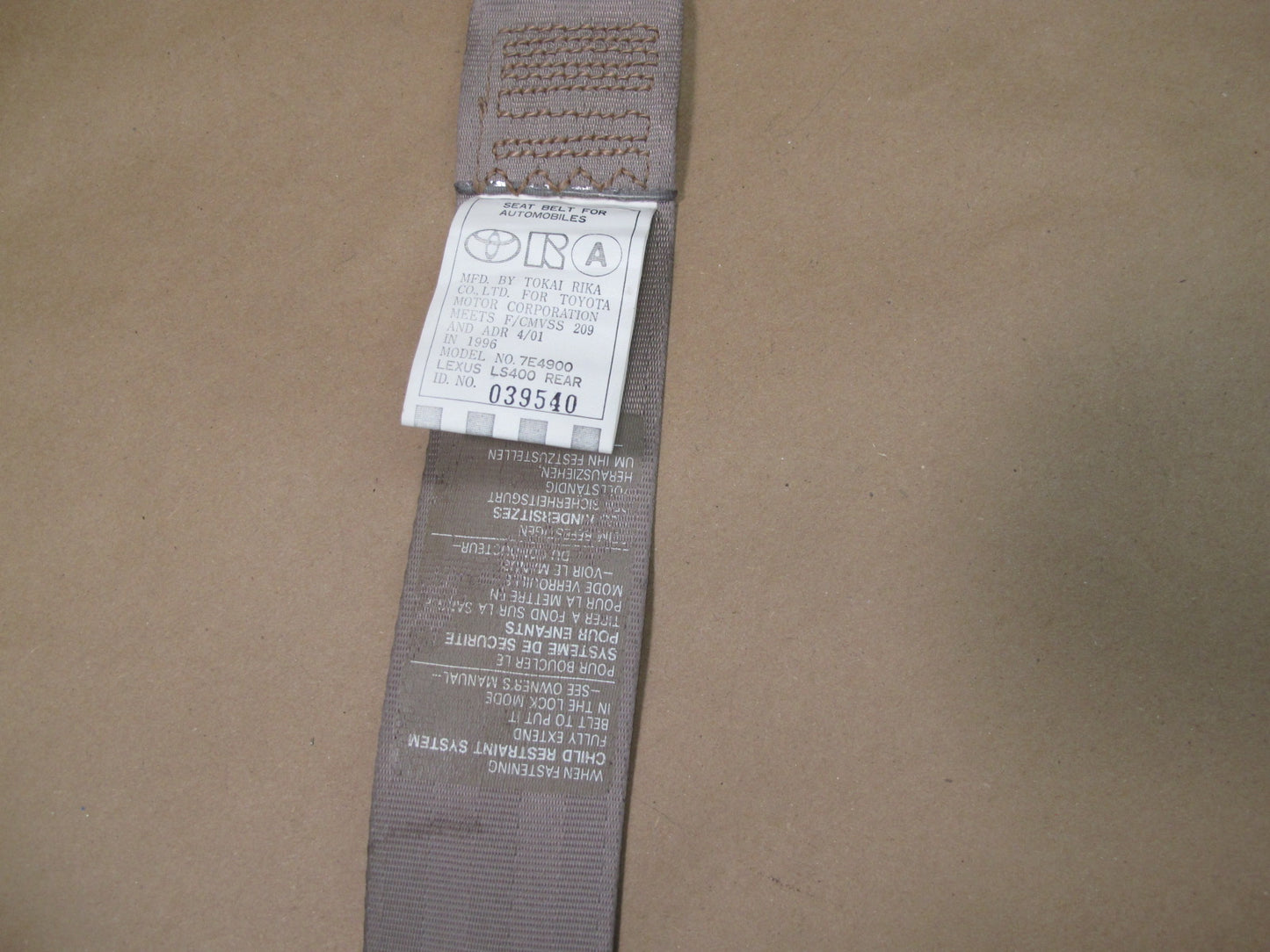95-97 LEXUS LS400 REAR RIGHT CENTER LEFT SIDE SEATBELT RETRACTOR SET OEM