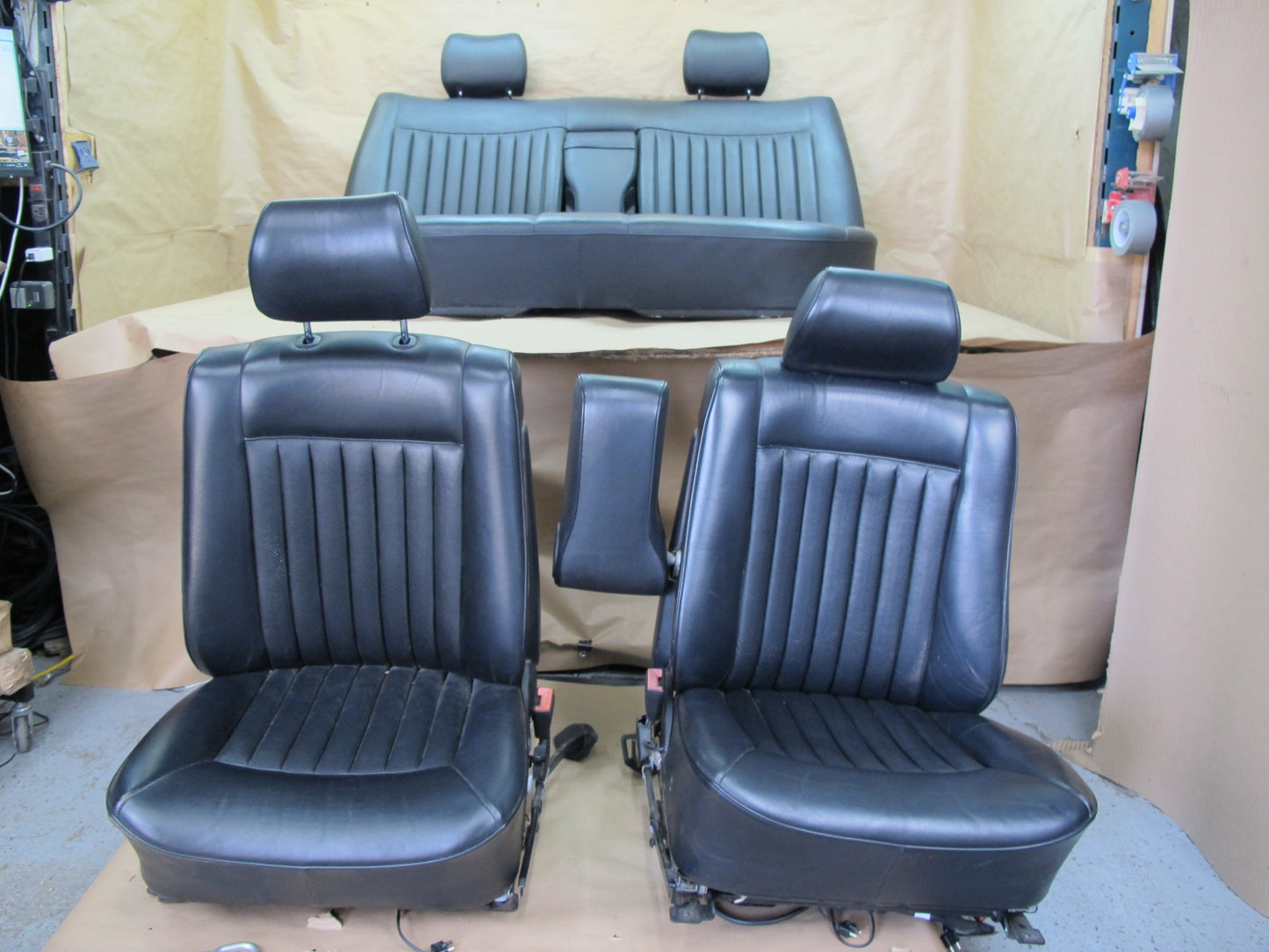 86-91 Mercedes W126 560SEL Front & Rear Left & Right Leather Seat Set OEM