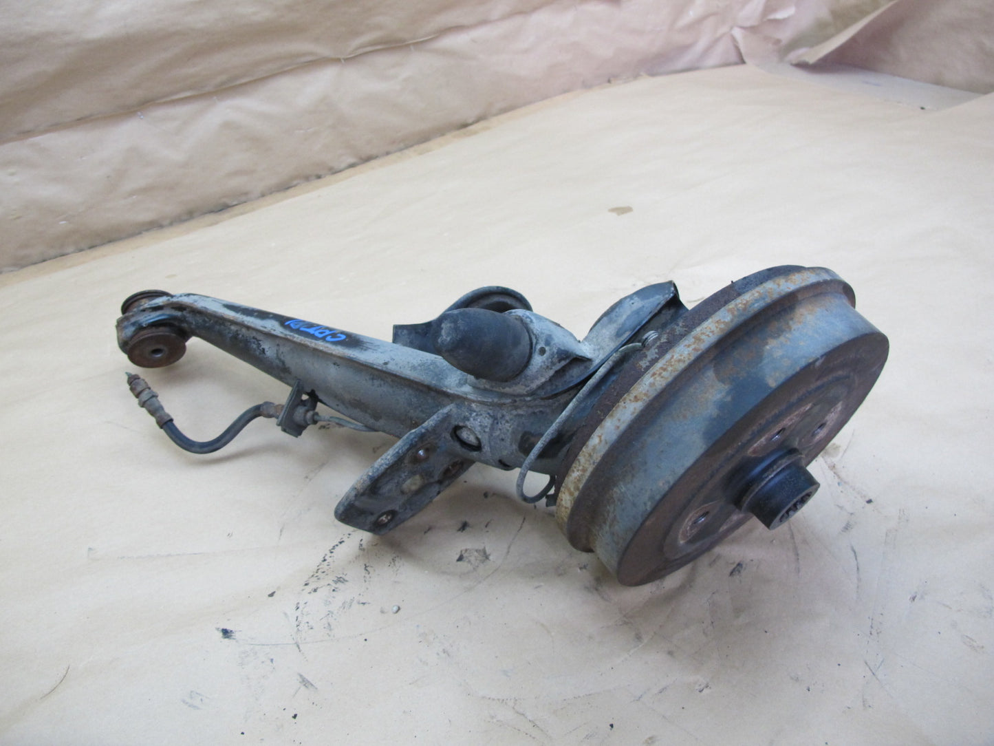 80-82 Porsche 924 Rear Left Trailing Arm Knuckle Wheel Hub Bearing Rotor OEM