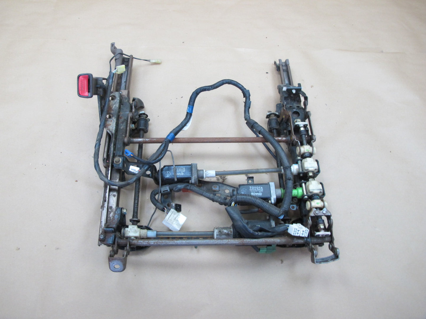 90-92 Lexus LS400 Front Left Seat Lower Frame Track Rail w Motor & Wire OEM