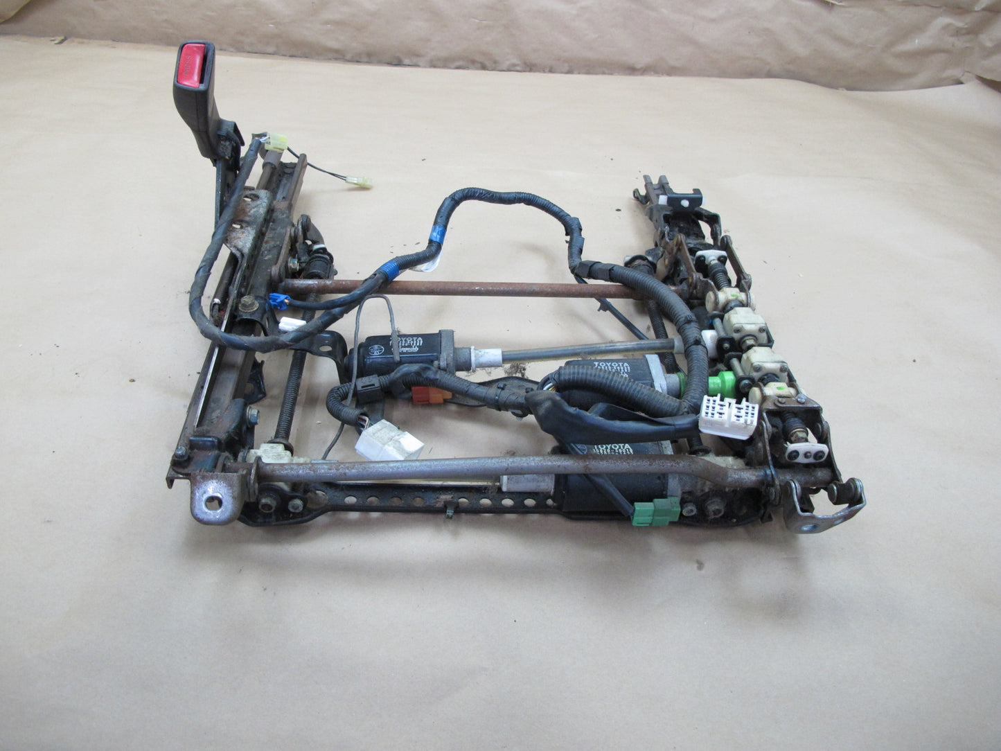 90-92 Lexus LS400 Front Left Seat Lower Frame Track Rail w Motor & Wire OEM