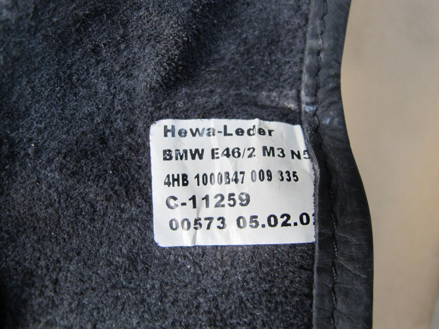 01-06 BMW E46 M3 Coupe Rear Leather Nappa Sport Seat Lower Cushion OEM