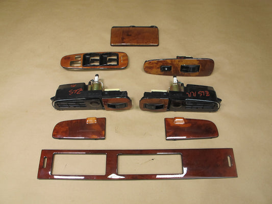 98-00 Lexus UCF20L LS400 8pcs Door Window Switch Woodgrain Trim Cover Set OEM