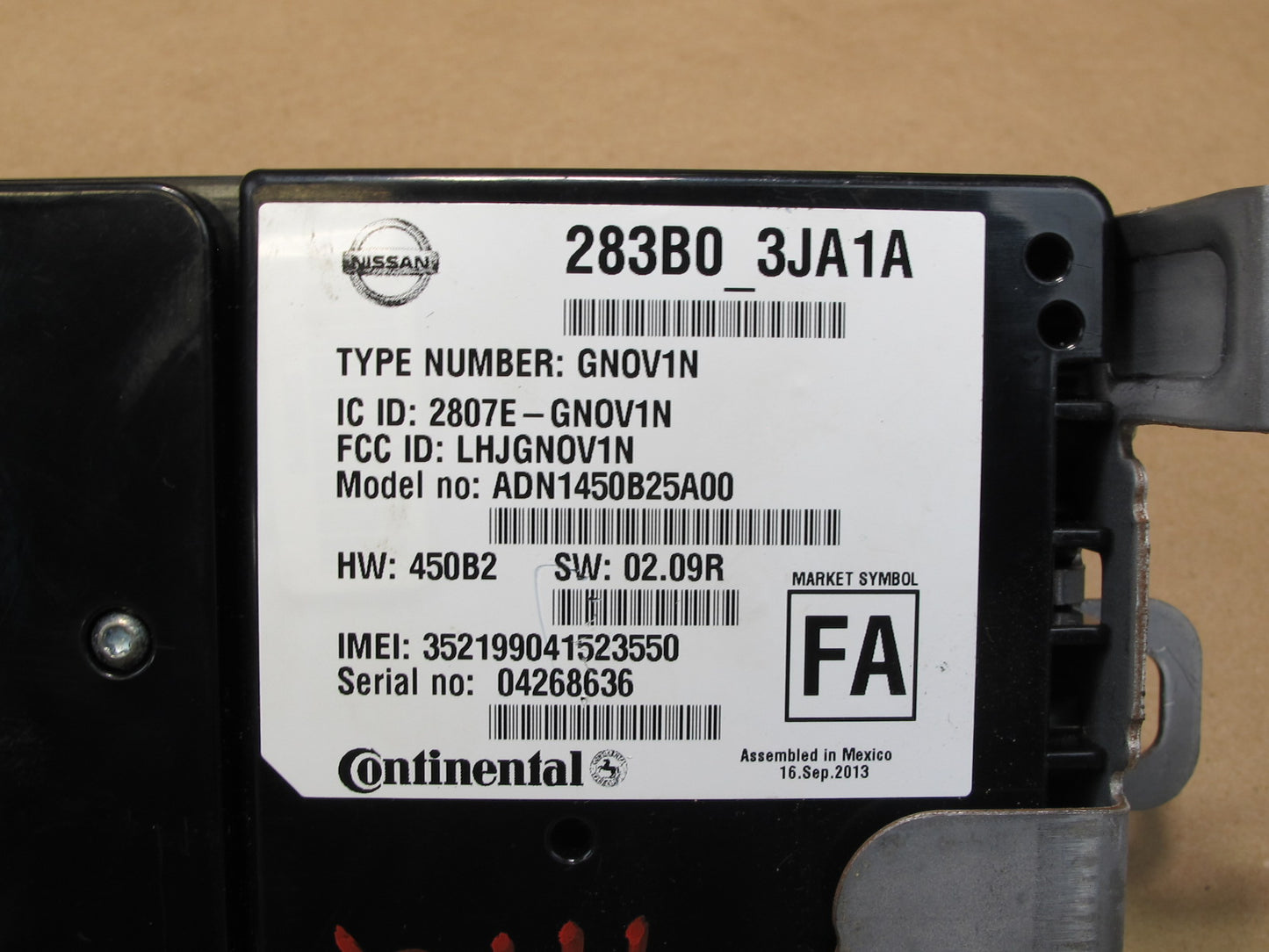 2013-2017 Infiniti JX35 QX60 Telematics Communication Control Module 283B03JA1A