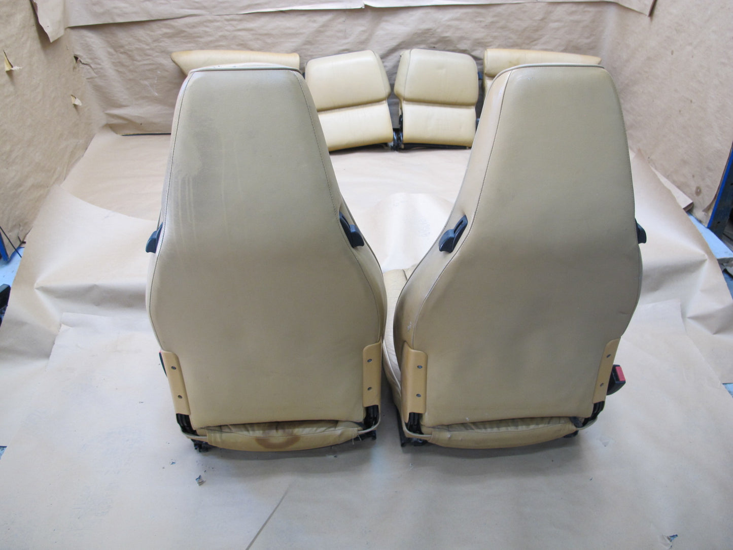 1987-1995 Porsche 928 S4 Front & Rear Left Right Side Seat Leather Beige Set