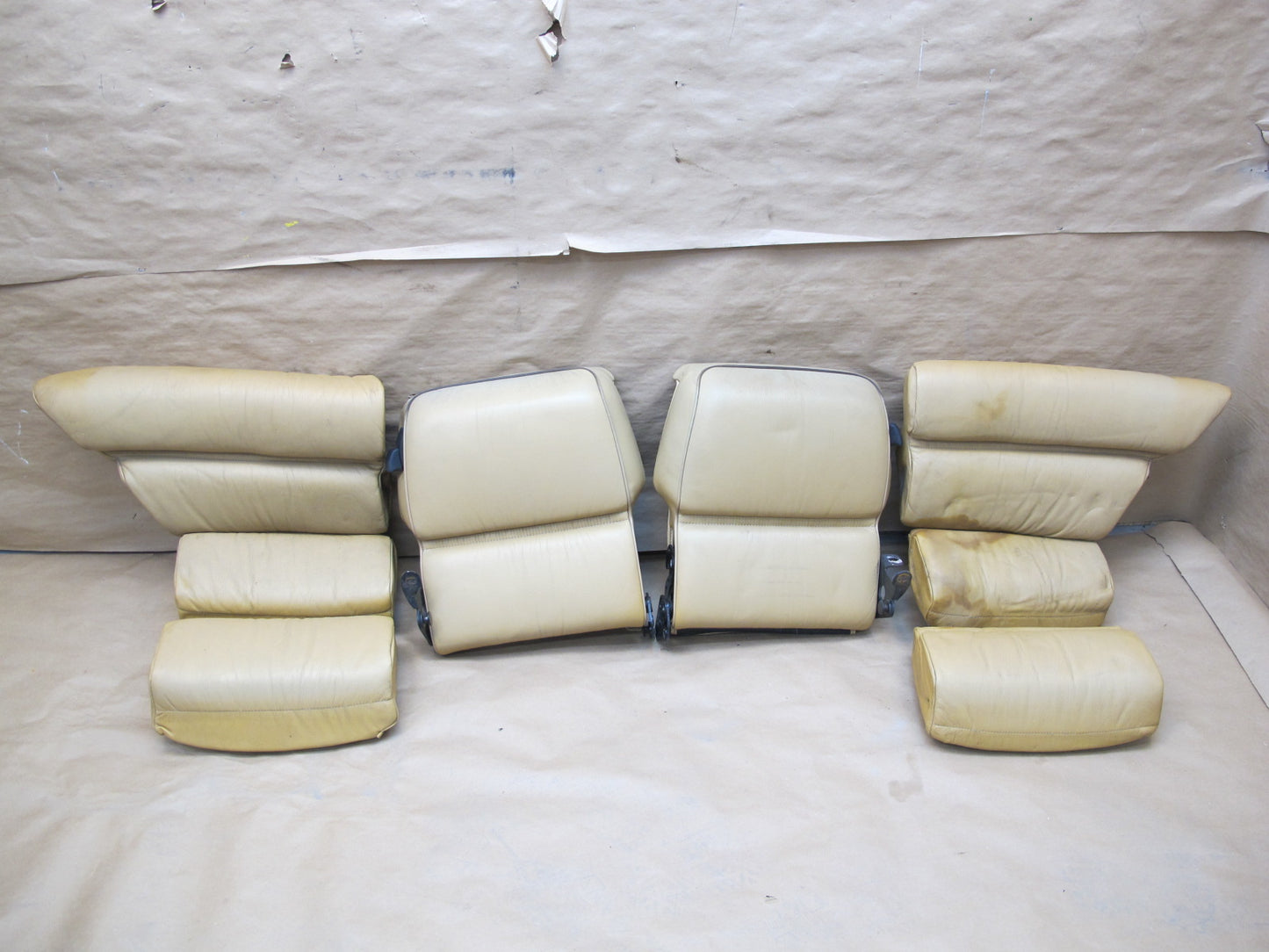 1987-1995 Porsche 928 S4 Front & Rear Left Right Side Seat Leather Beige Set