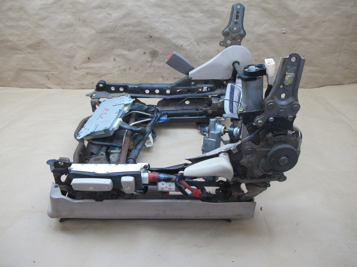 95-00 Lexus SC300 SC400 Front Left Seat Lower Frame Track Rail w Motors OEM