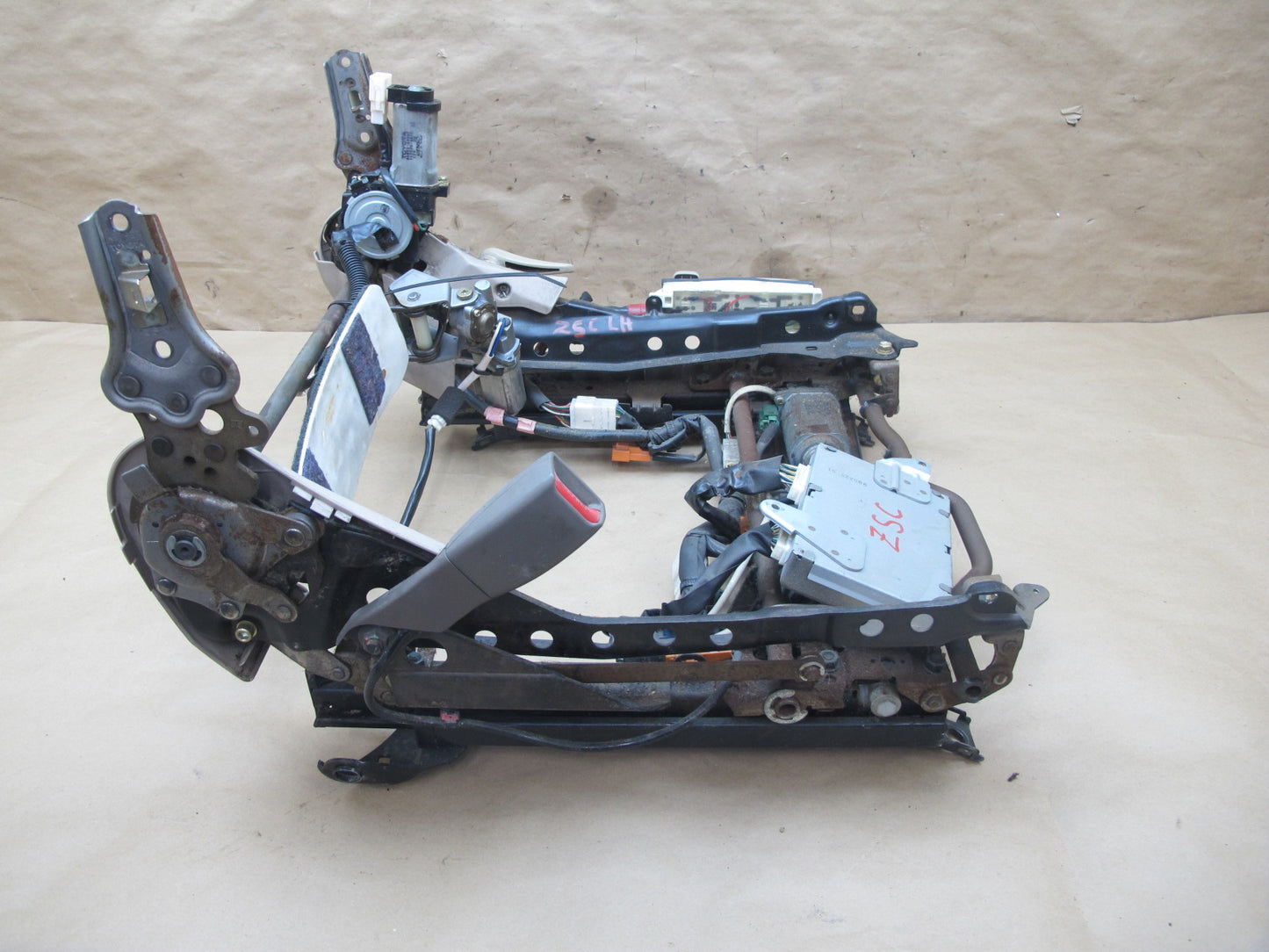 95-00 Lexus SC300 SC400 Front Left Seat Lower Frame Track Rail w Motors OEM