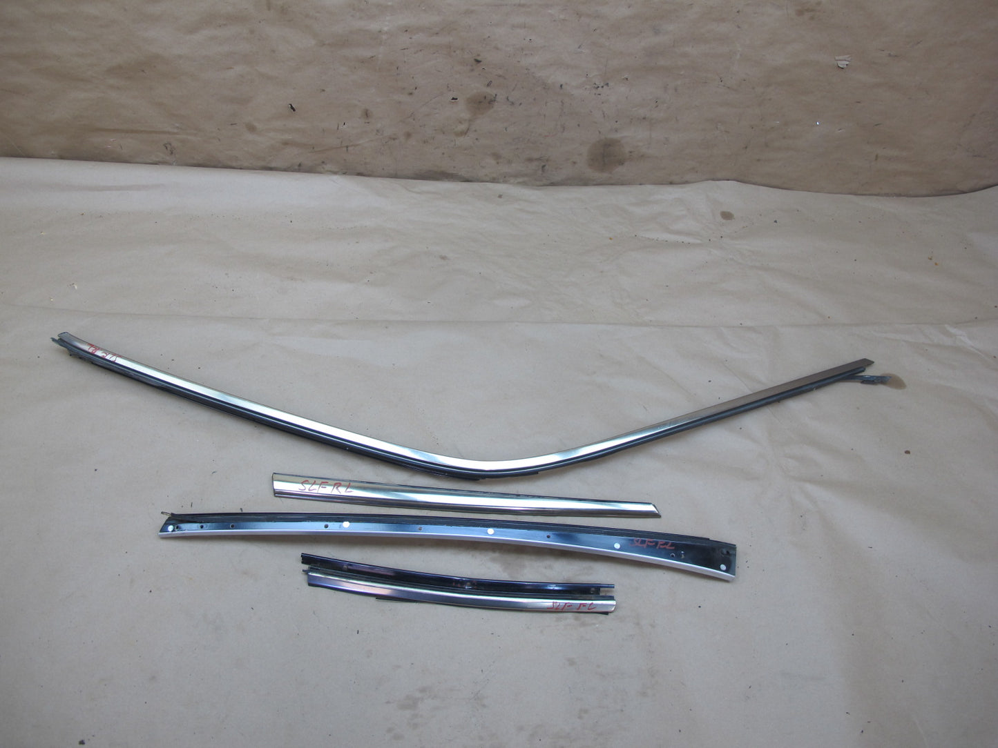 94-02 Mercedes R129 Left Door Window Hard TOP Chrome Trim Molding Set OEM