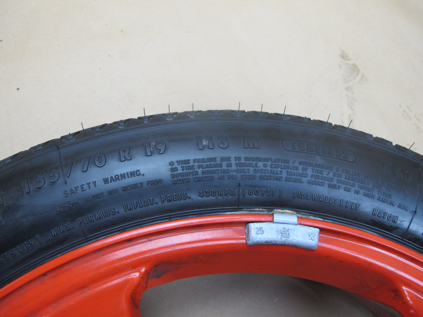 06-12 Bentley Continental Flying Spur Emergency Spare Wheel Tire T155/70 R19