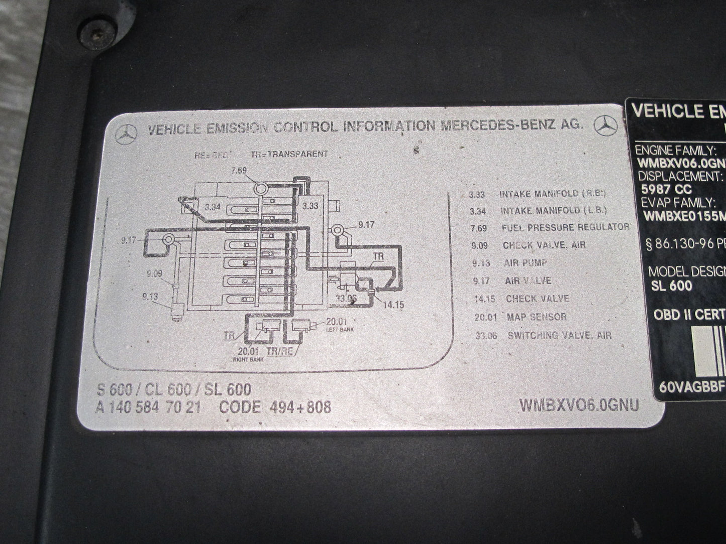 96-98 Mercedes R129 Sl-class Engine Bay ECU Computer Tray Box 1295401024 OEM