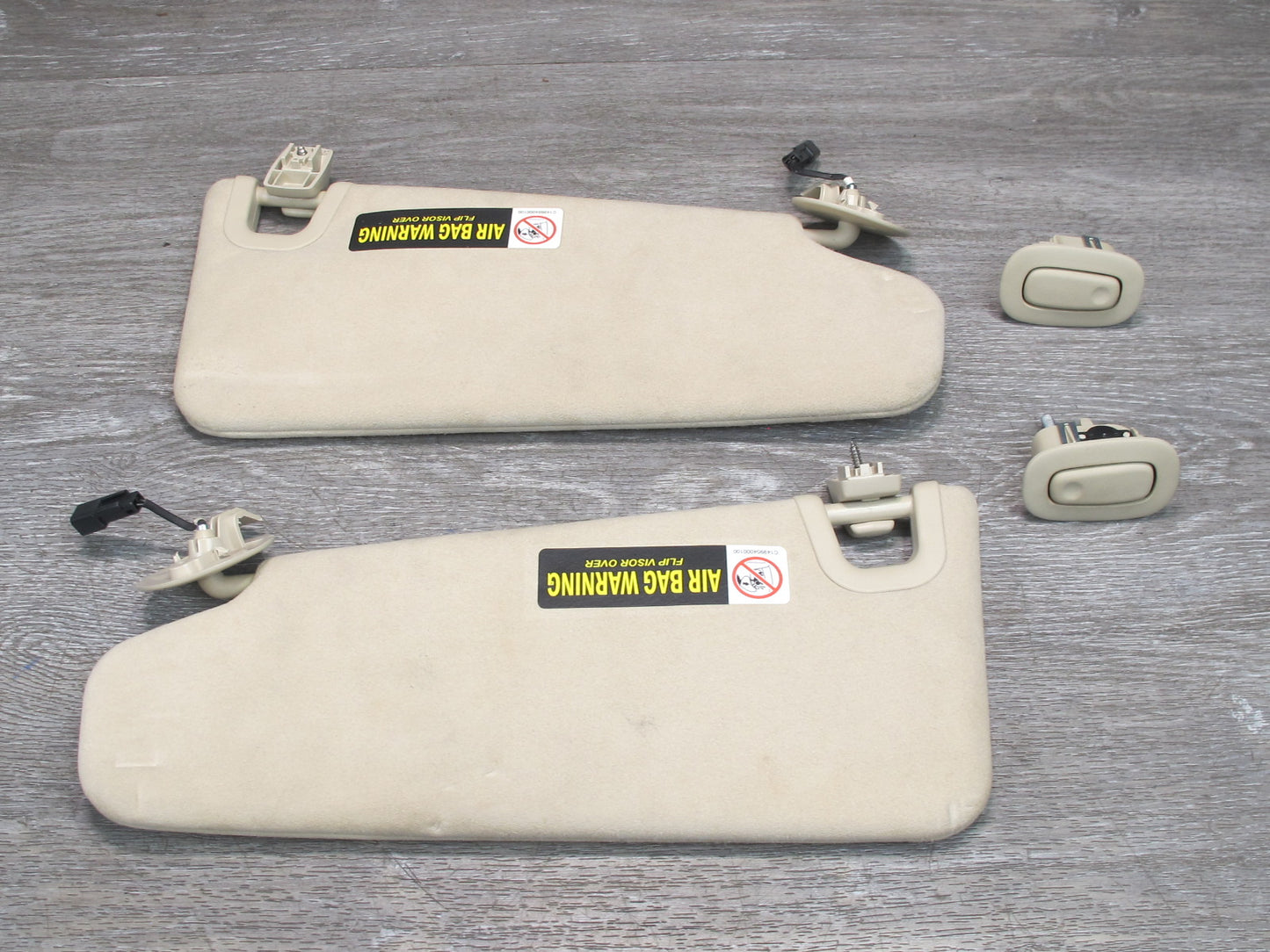 11-12 Fisker Karma Set of 2 Left & Right Sun Visor Shade & Coat Hook OEM