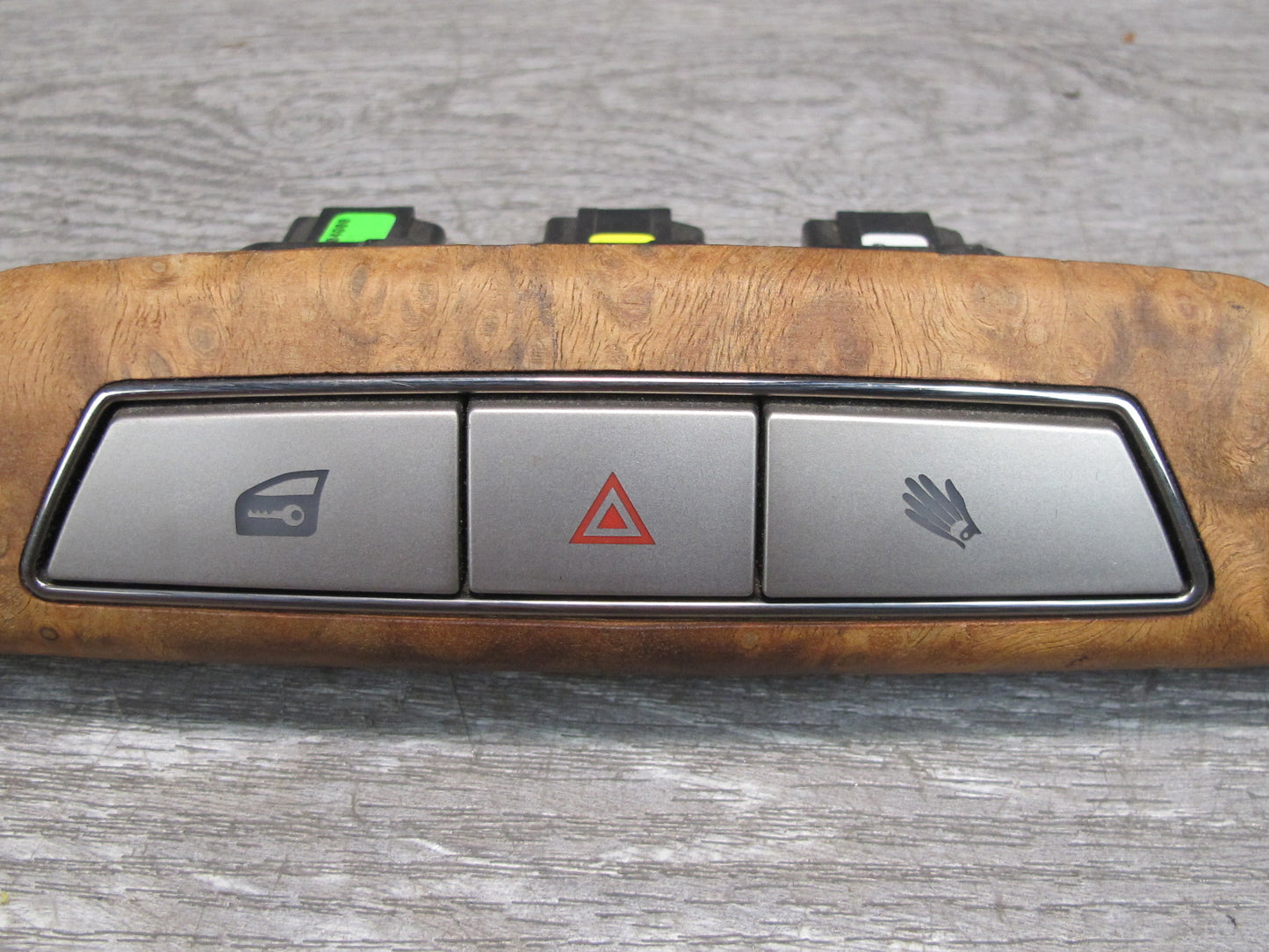 11-12 Fisker Karma Dash Hazard Switch & Rear Center Console Wood Trim Set OEM