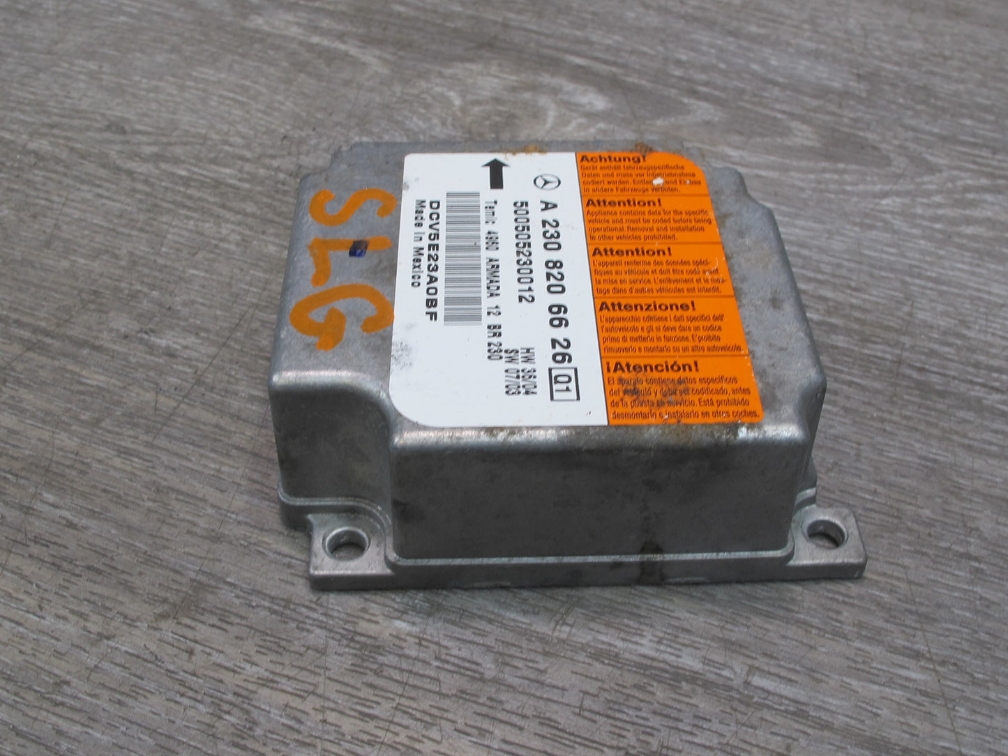 03-08 MERCEDES R230 SL500 SRS AIRBAG CONTROL MODULE UNIT 2308206626 OEM