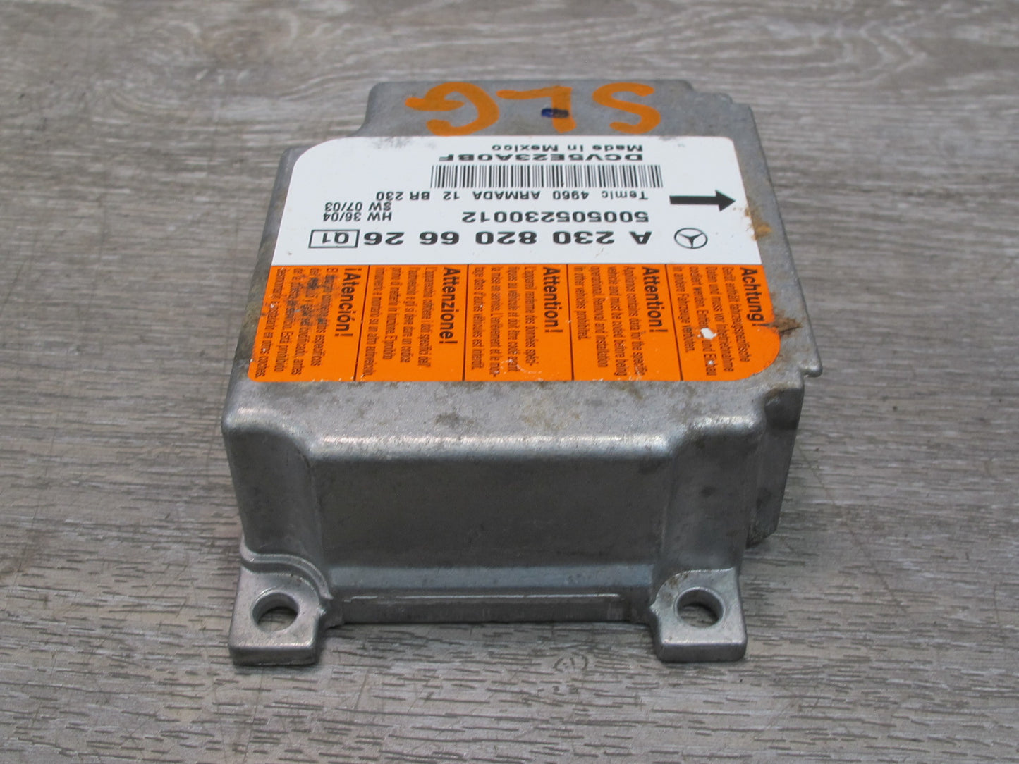 03-08 MERCEDES R230 SL500 SRS AIRBAG CONTROL MODULE UNIT 2308206626 OEM