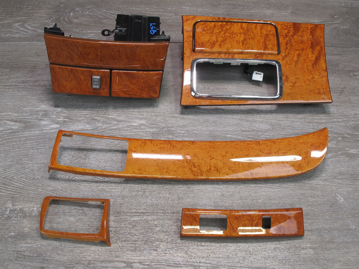 01-03 Lexus UCF30L LS430 Set of 5 Dash Center Console Woodgrain Trim Cover OEM