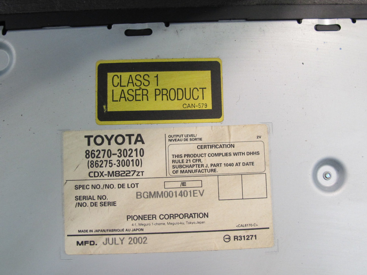 03-05 Lexus JZS160 GS400 GS430 GS300 CD Changer w Magazine 86270-30210 OEM